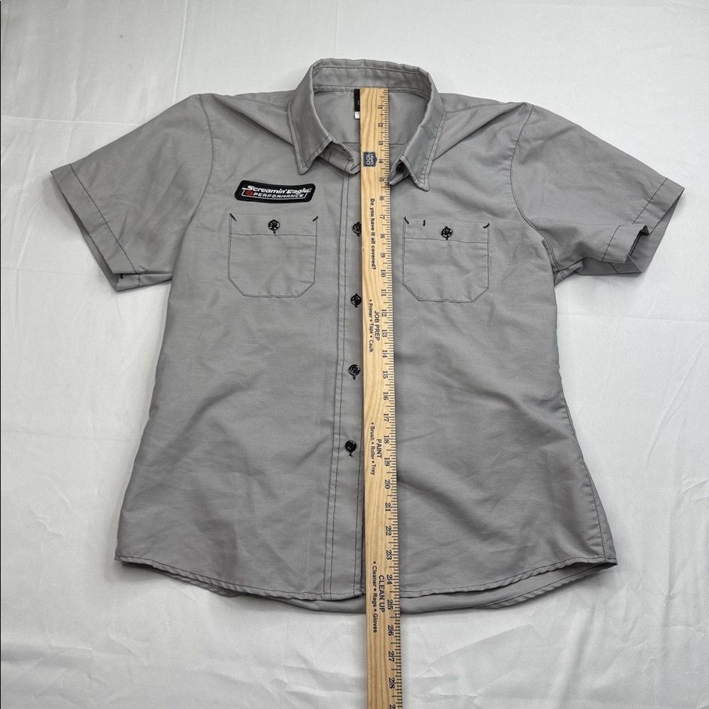 Womens Harley Davidson Screamin Eagle Performance Button Down Shirt Large L gray - Picture 5 of 8